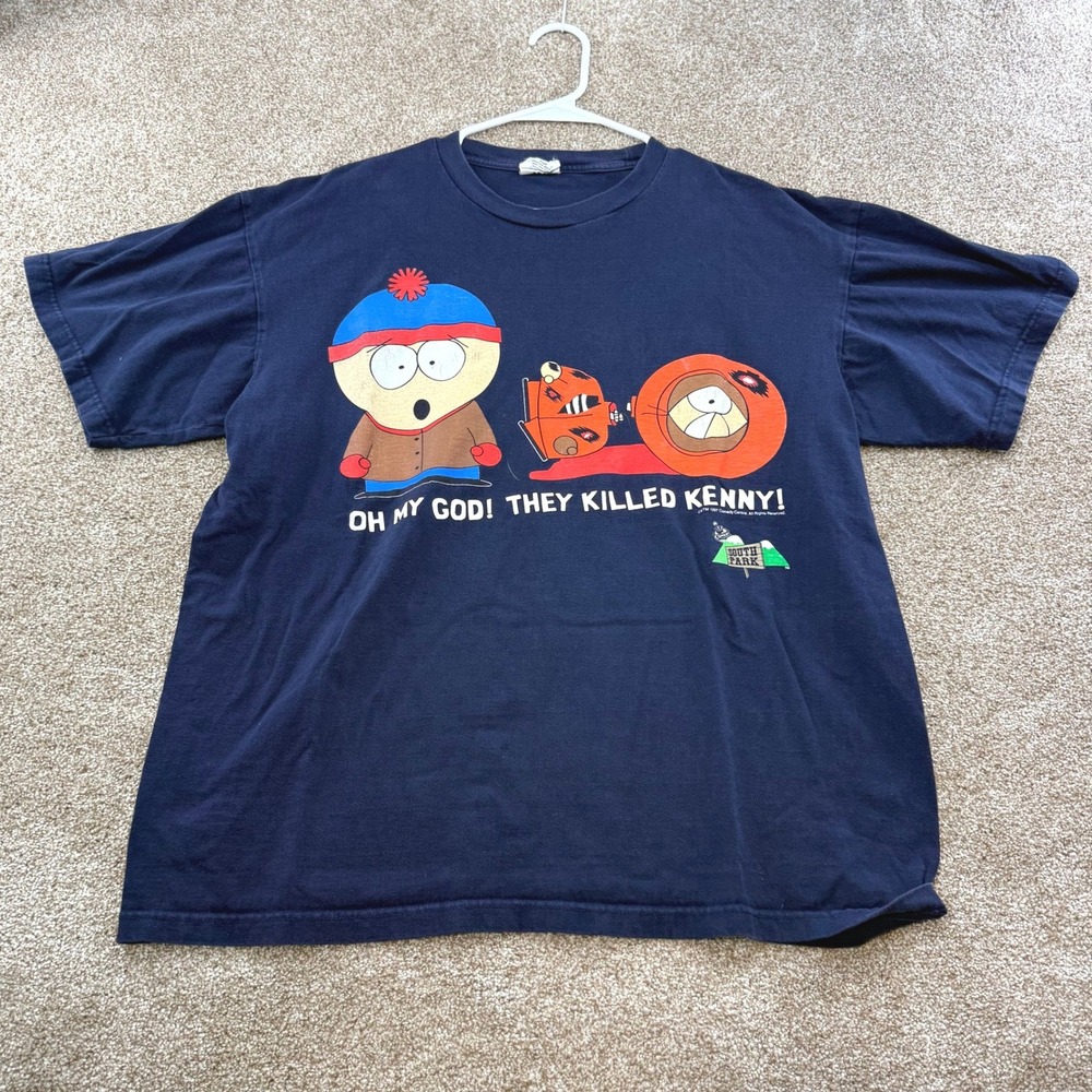 Vintage 1997 South Park They Killed Kenny T Shirt XL Navy Blue Tour Champ Mens